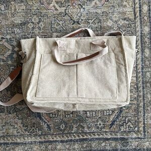 Courderoy book Bag tan standing bag